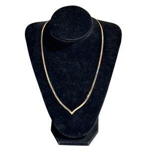 VINTAGE 14K Tri-Color Gold Chevron V Necklace AGS Italy Flat Chain 9.52g 19"